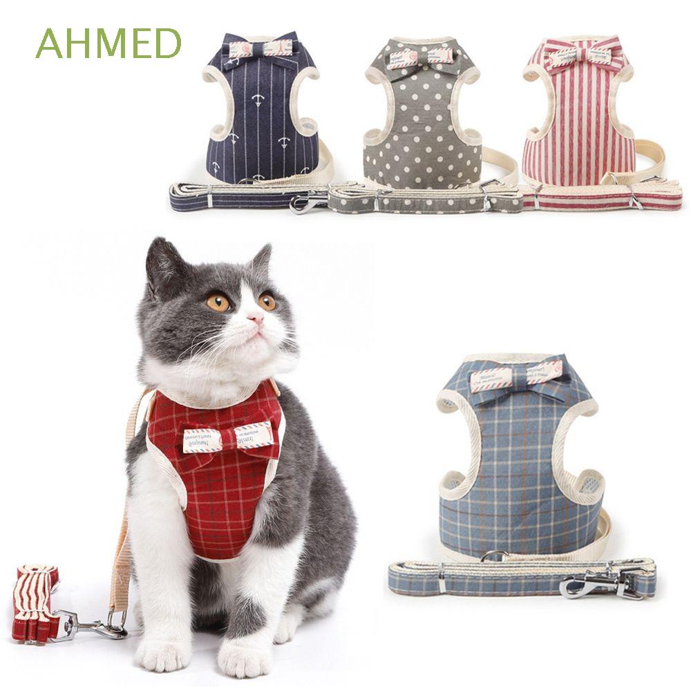 Đai dắt thú cưng đi dạo mềm mại thoáng khí đính nơ nhiều màu dễ thương tùy chọn