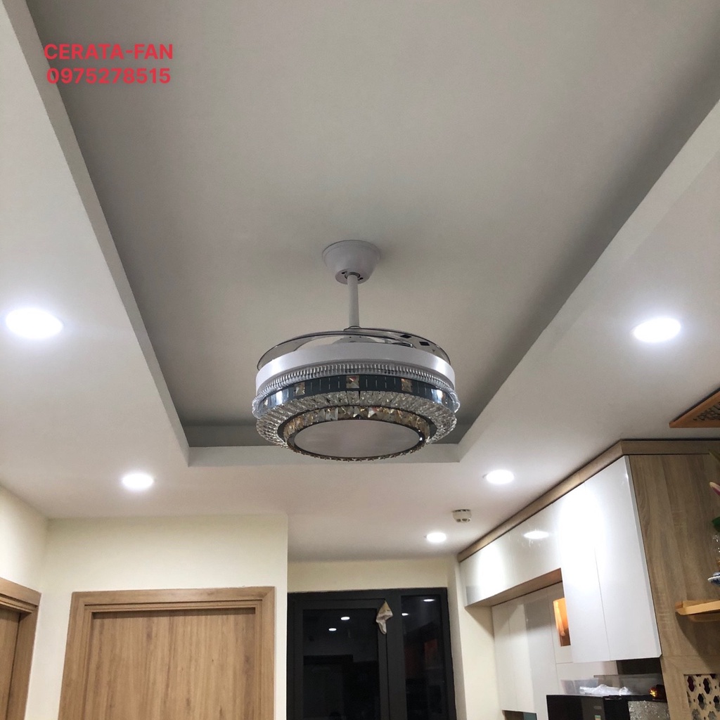 Đèn Quạt Trần Giấu Cánh Cụp Xòe Cao Cấp Động cơ DC  6 cấp độ gió Thiết Kế Đẹp Sang Trọng