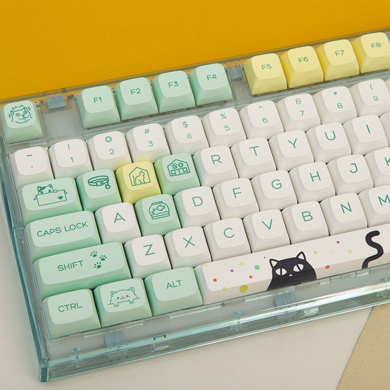 con mèo kỳ lạ keycaps XDA profile Dye-Sublimation PBT keycap 131 phím