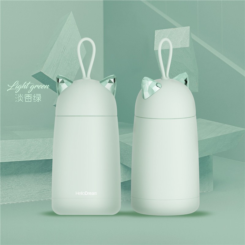 Bình giữ nhiệt Hello Dream tai mèo dễ thương 330ml Inox 304 giữ nhiệt nóng/ lạnh 15h