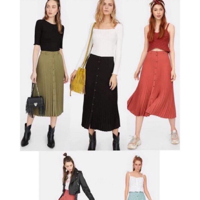 Chân váy xếp ly Stradivarius hồng đất Xs | BigBuy360 - bigbuy360.vn