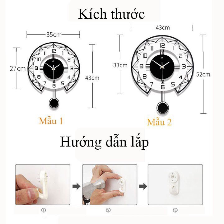 đồng hồ treo tường - đồng hồ trang trí quả lắc kim trôi