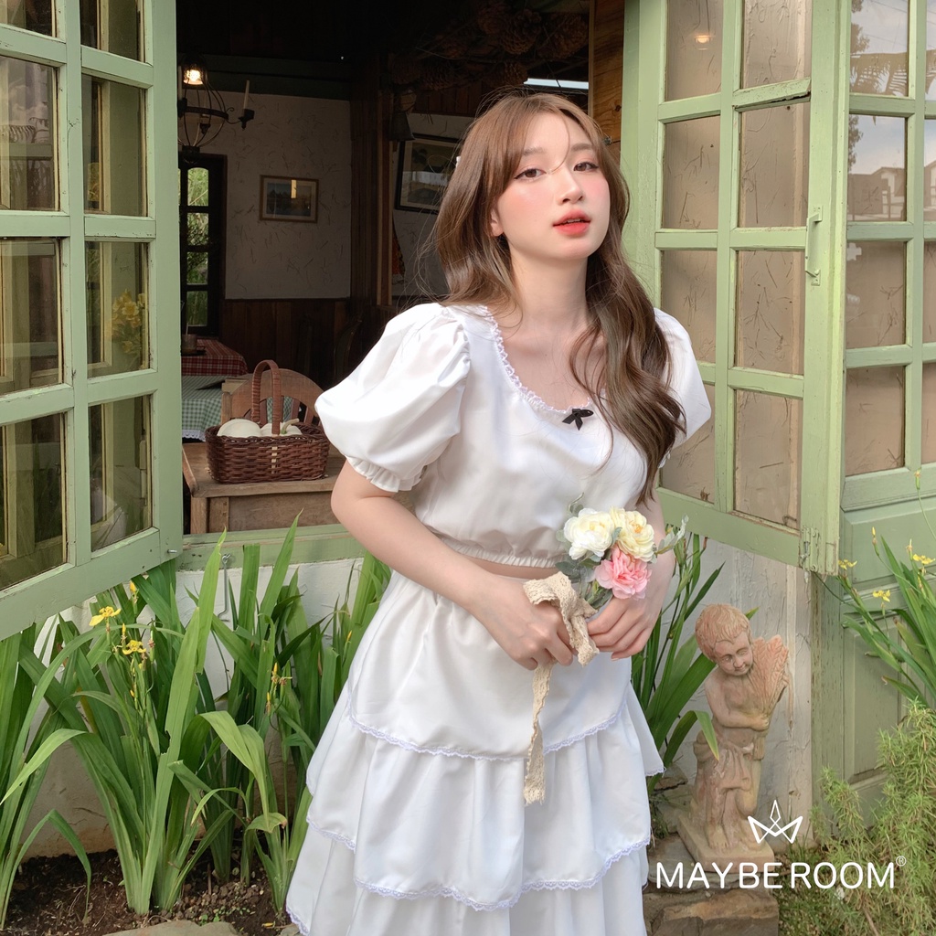 Set áo tay bồng croptop chân váy xoè 4 tầng tiểu thư Yuki Set Mayberoom