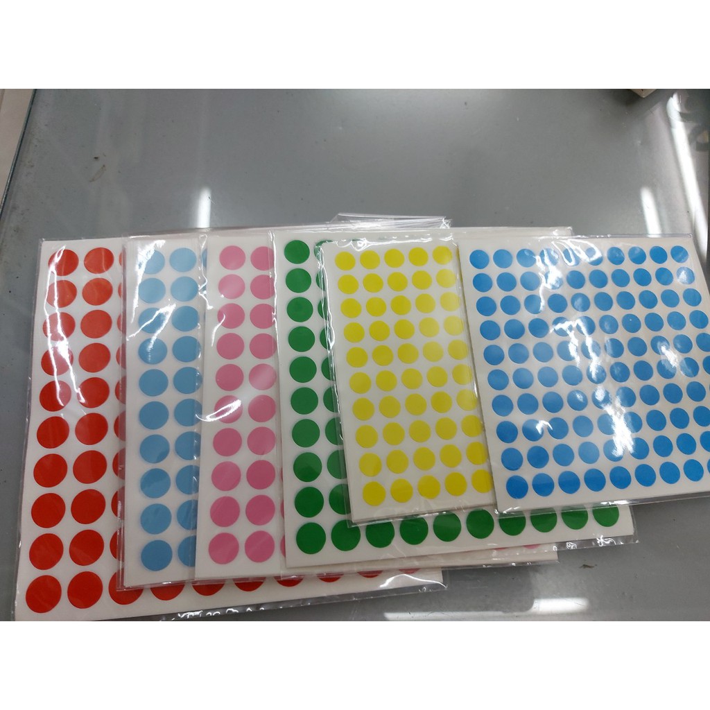 Tờ 100 tem nhãn dán decal hình tròn các size 8mm-12mm