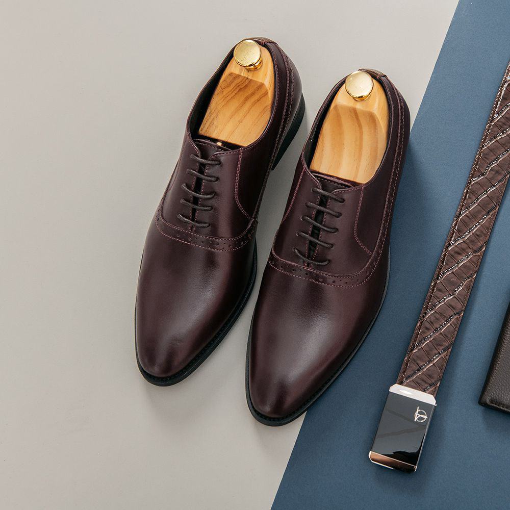 Giày tây nam buộc dây cao cấp kiểu dáng Oxford thời trang hàng hiệu Tâm Anh mã GNTA0012-N