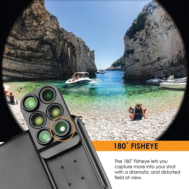 Lens Case for Apple iPhone X: 6 in 1 Dual Optics Lens Kit (180°Fisheye, 2X Telephoto,120° Wide-Angle, 10X/20X Macro)