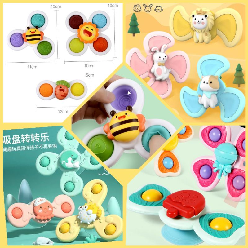 Rattle Sucker - Spinner Silicon Mềm Con Quay Chong Chóng Dán Tường, Kính Cho Trẻ Từ 1 Tuổi Chính Hãng Ullzorr, Le Gyro