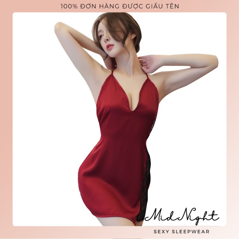 Váy Ngủ Sexy Chất Liệu Ren Dây Đeo Cổ - Đồ Lót Gợi Cảm Trong Suốt Đầy Cám Dỗ Mid Night Sexy | BigBuy360 - bigbuy360.vn