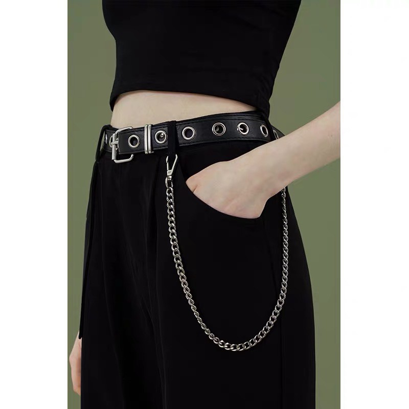 DÂY NỊT CHAIN XÍCH tặng kèm xích đơn treo - Thắt lưng kèm xích tiện lợi Nam Nữ cá tính- Mặt 2 xích 1