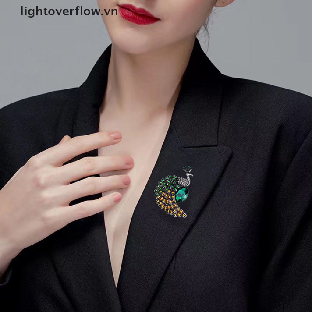 Ghim Cài Áo Hình Chim Công Đính Đá Sang Trọng