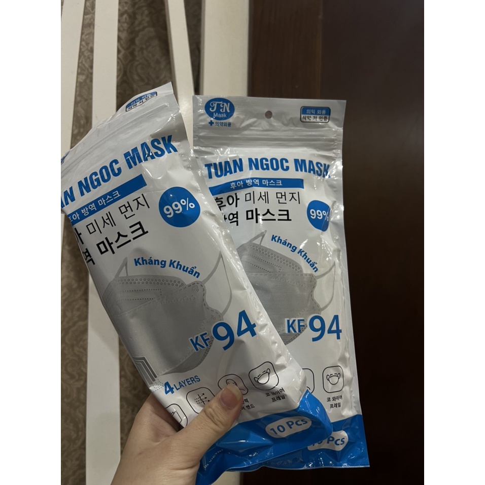 Khẩu trang KF94 MASK Túi 10 chiếc người lớn kháng khuẩn cao cấp