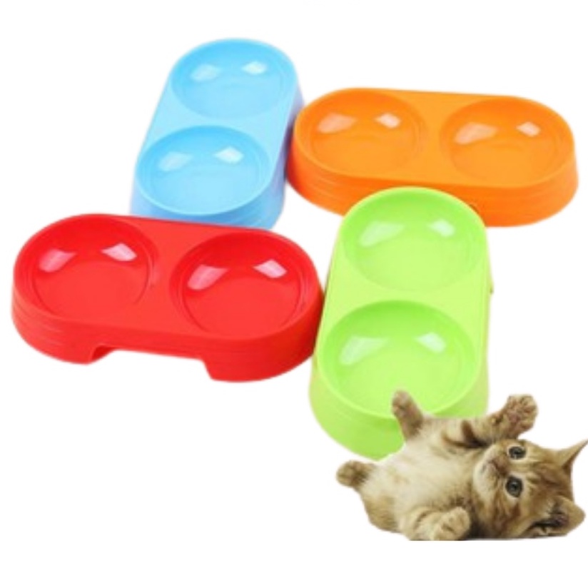 Bát Ăn Đôi Nhỏ Cho Chó Mèo Con 22x11x3.8cm  - Lida Pet Shop