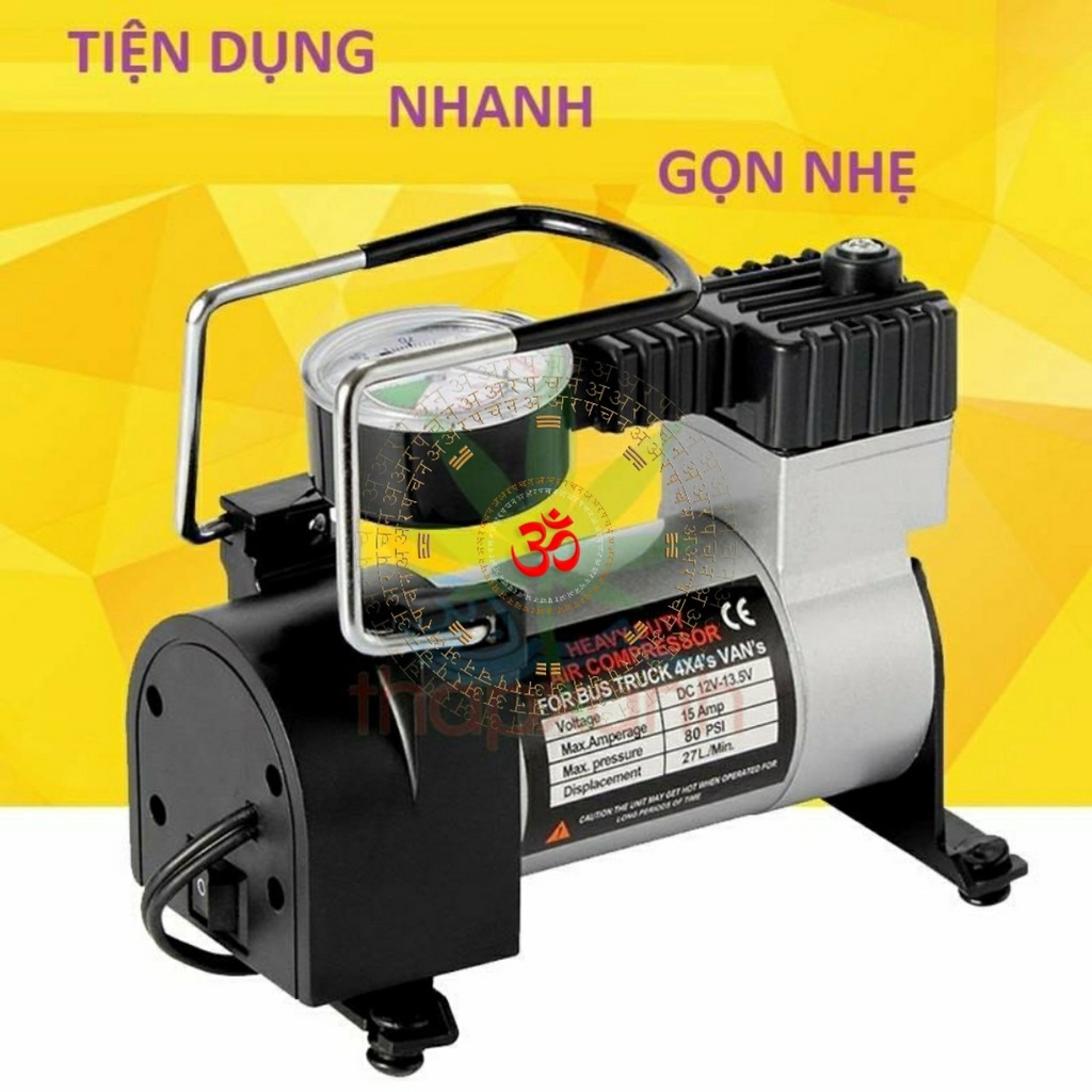Máy bơm lốp SHU DIKA ô tô - xe máy - xe hơi 1 xi-lanh chất lượng cao dùng điện 12V