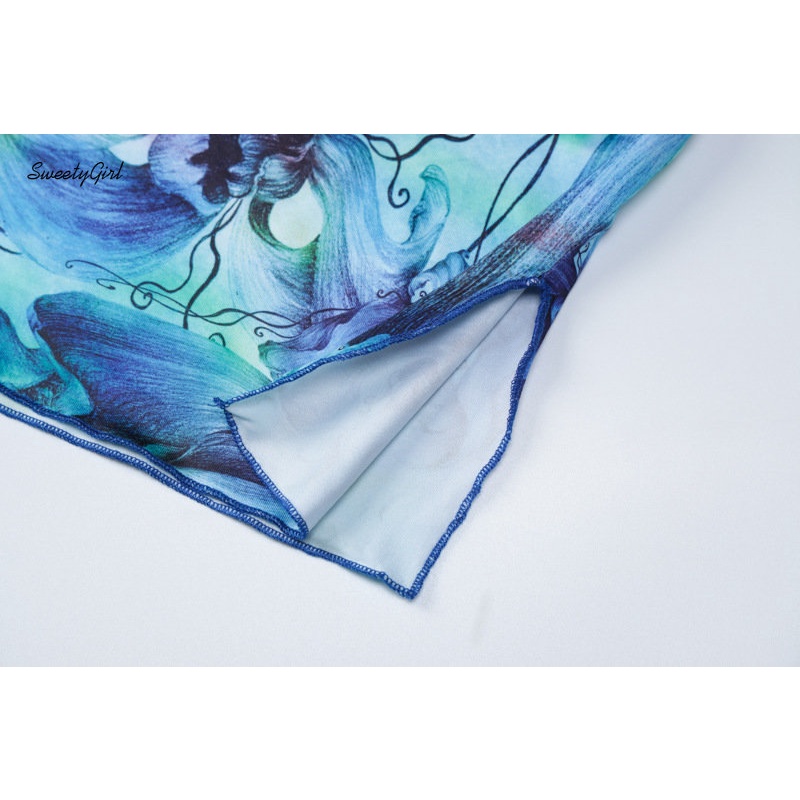 Đầm Mini Tay Dài Cổ Cao Ôm Eo Họa Tiết Màu Nhuộm Thời Trang 2022 Cho Nữ