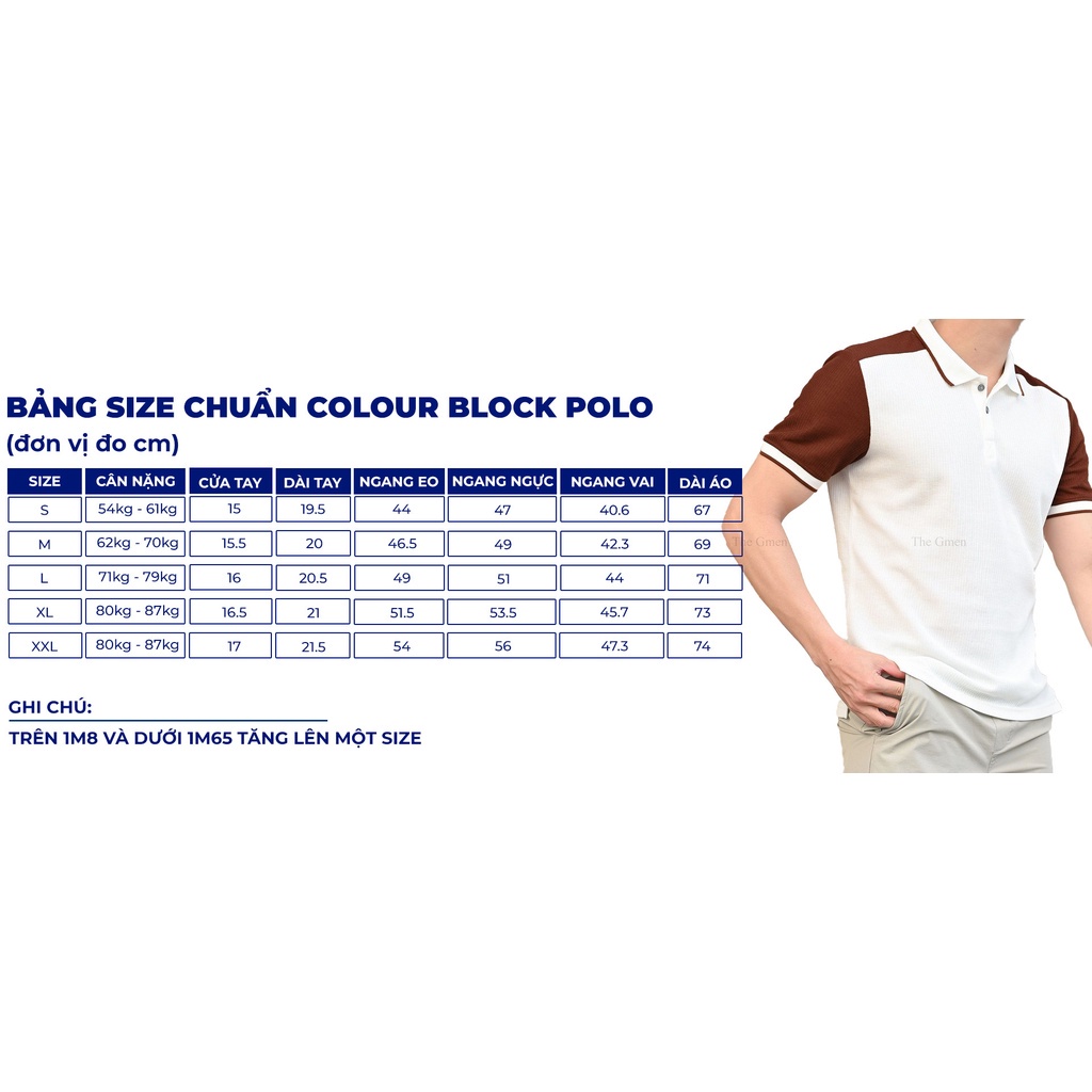 Áo Polo nam The GMEN Colour Block Polo thiết kế xen màu, chất liệu siêu mềm mịn, chuẩn form