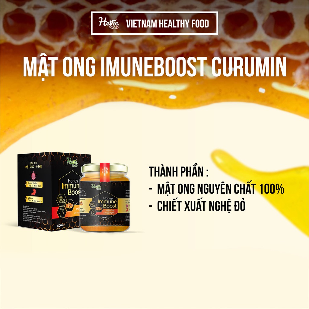 Mật ong chiết xuất Nghệ 60g Immuneboost HeVieFood