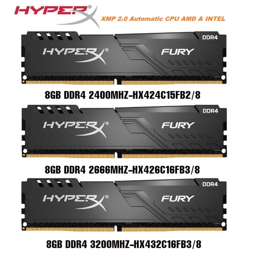 Ram HyperX Fury 8GB DDR4 2400MHz 2666MHz 3200MHz Chính Hãng - Bảo hành 36 tháng