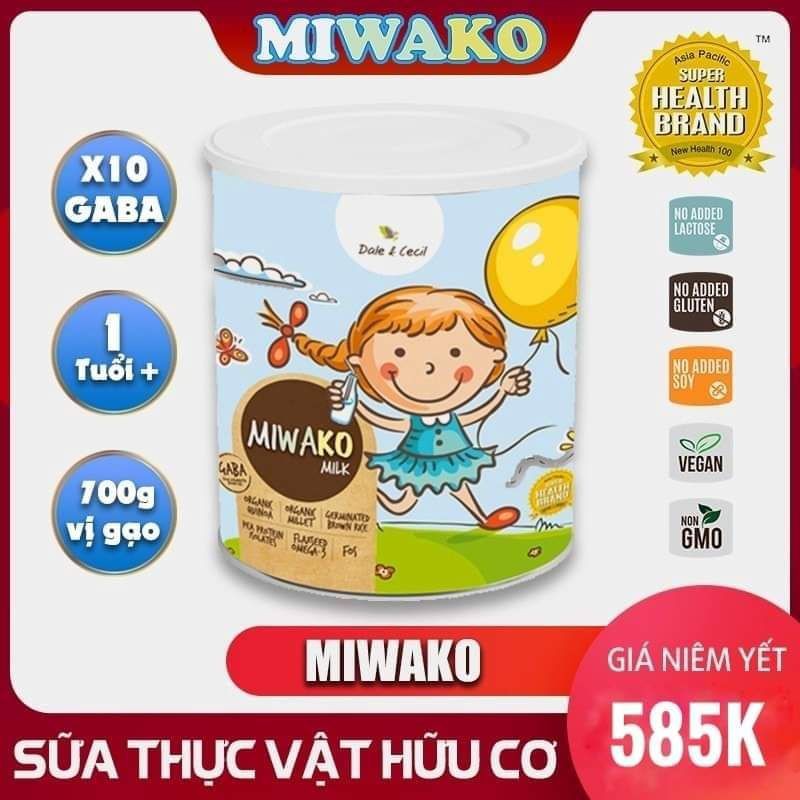 Sữa thực vật hữu cơ Miwako dành cho trẻ dị ứng đạm bò vị gạo hộp 700g