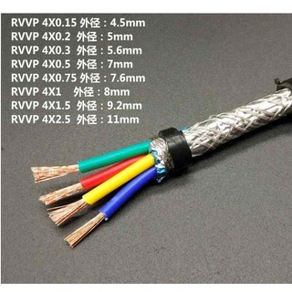 Dây cáp điện, cáp điều khiển RVVP 4 lõi 4x0.5 và 4x1 mm, 8 lõi  8x0.5 mm có lưới chống nhiễu.