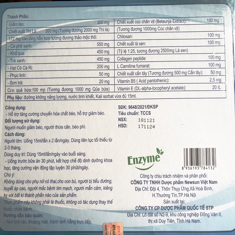 Enzyme giảm cân, rau củ quả thiên nhiên - giảm cân Slim Enzyme - Gold Slimming - giảm cân an toàn hiệu quả