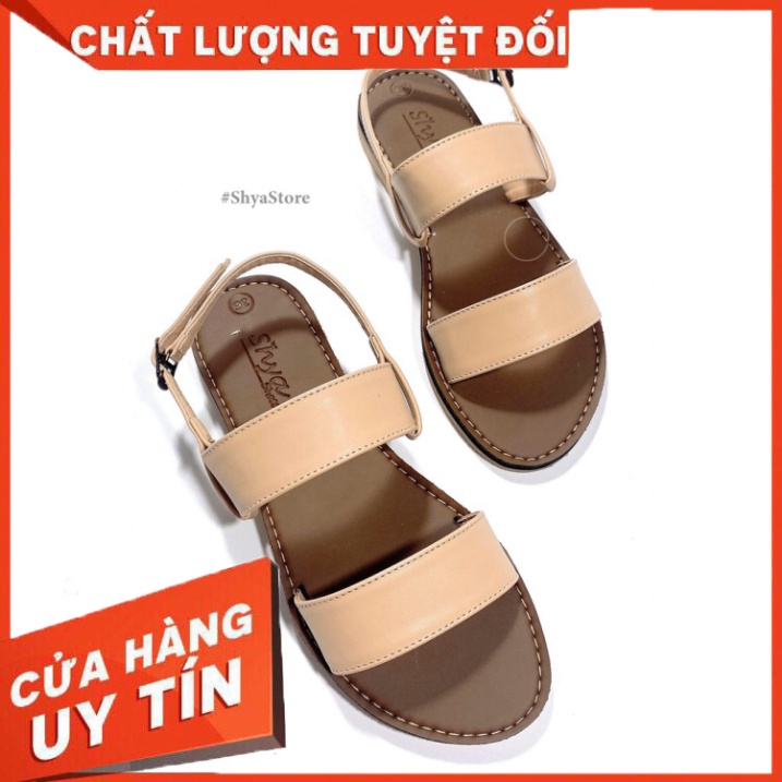 Sandal Bệt Nữ đẹp quai ngang da mềm 1 quai khóa gài có Bigsize , di học , đi biển VNXK S050 - Hàng nhập khẩu