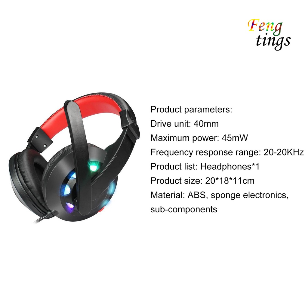 【FT】A65 Headphone Wired Luminous Mini Gaming Headphone for Computer