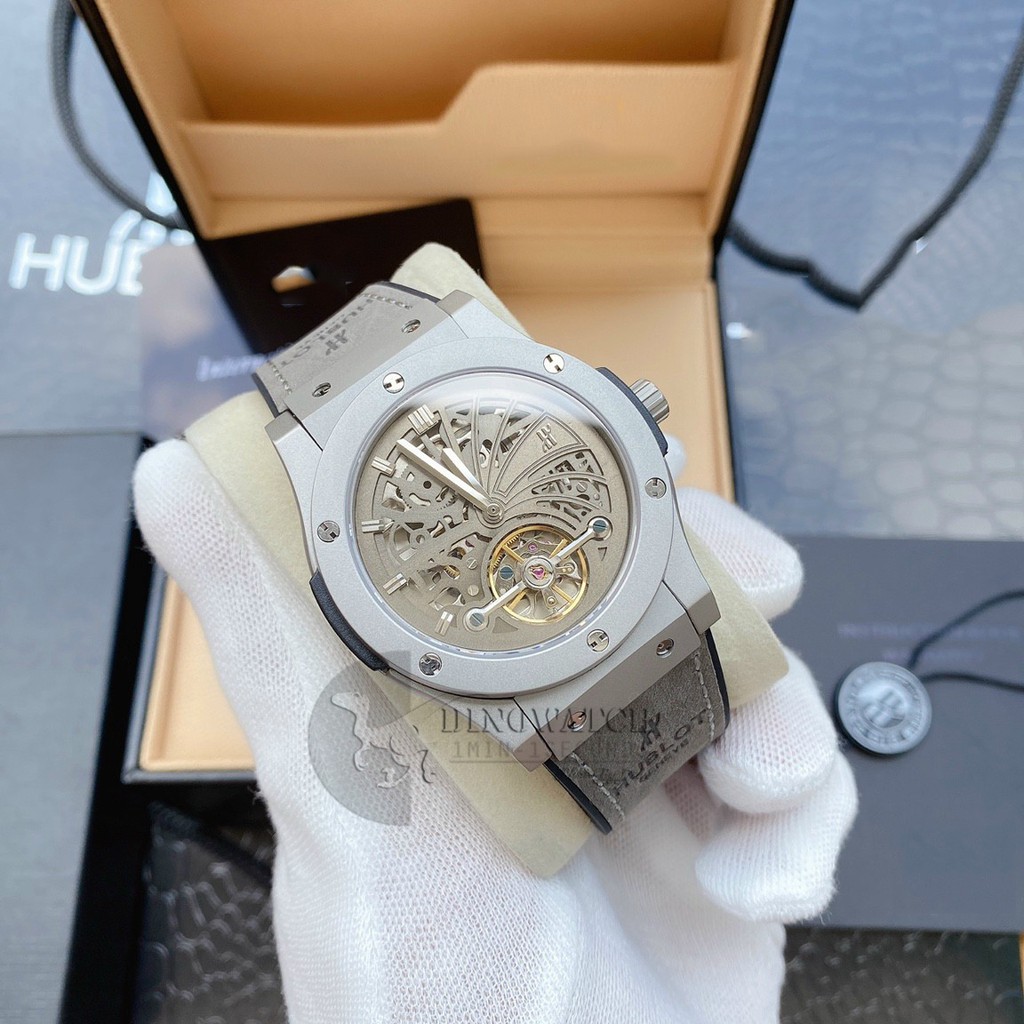Đồng Hồ Nam Open Heart Skeleton Màu Xám , Size 42mm