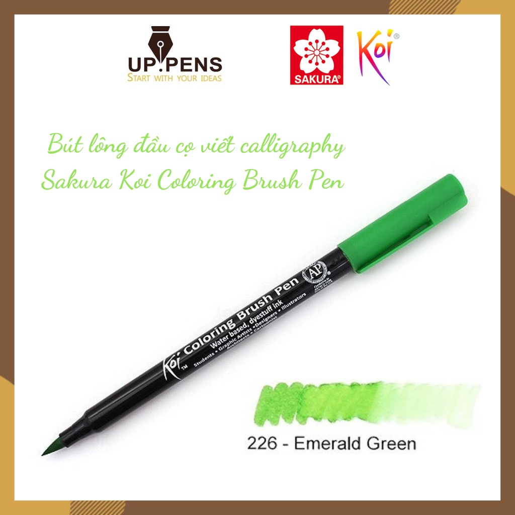 Bút lông đầu cọ viết calligraphy Sakura Koi Coloring Brush Pen – Màu xanh lá (Emerald Green)