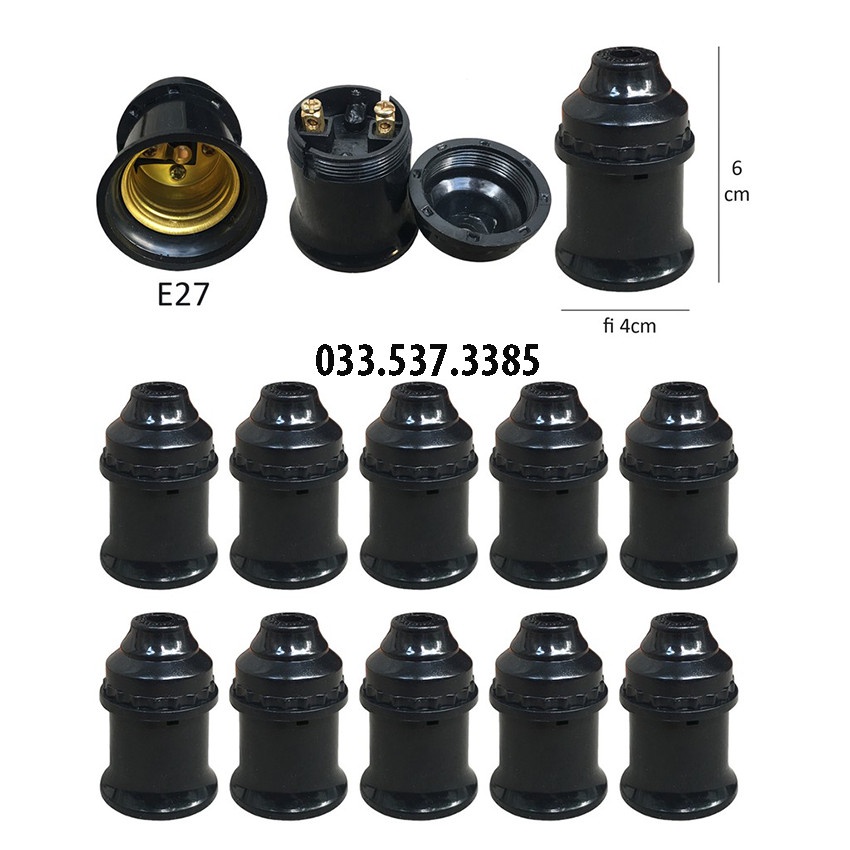 Combo 50 chiếc đui đèn e27, chuôi đèn loại tốt dạng xoáy dùng cho bóng đèn (1 hộp)