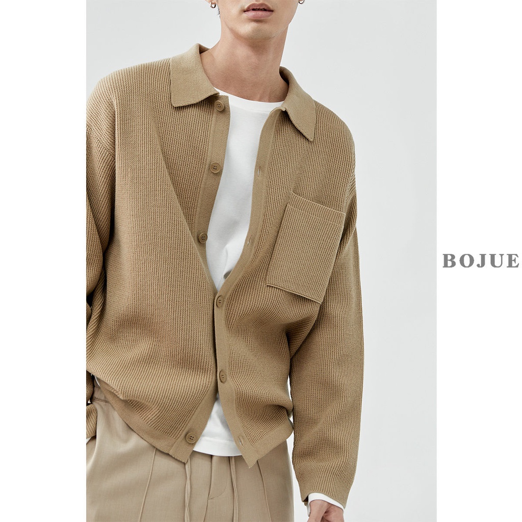 Áo khoác cardigan dệt kim phong cách retro mới cho nam