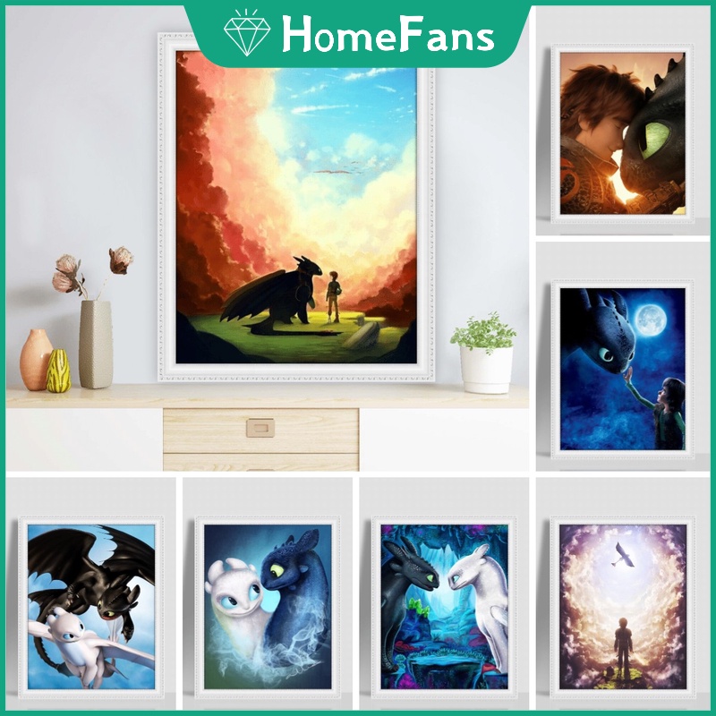 Bộ Tranh Đính Đá 5D Tự Làm 30x40cm / 40x50cm Hình Phim Bí Kíp Luyện Rồng