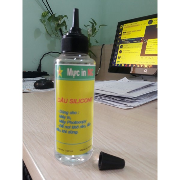 Dầu silicon 100ml bôi trơn máy móc, chịu nhiệt cao, trơn tốt, bôi cụm sấy, bao lụa máy in, photocopy. Silicone, silicol