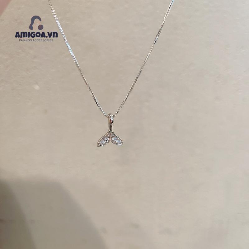 Vòng cổ Mặt Hình Đuôi Cá Đính Đá Zircon Đơn Giản Sáng Tạo Cho Nữ