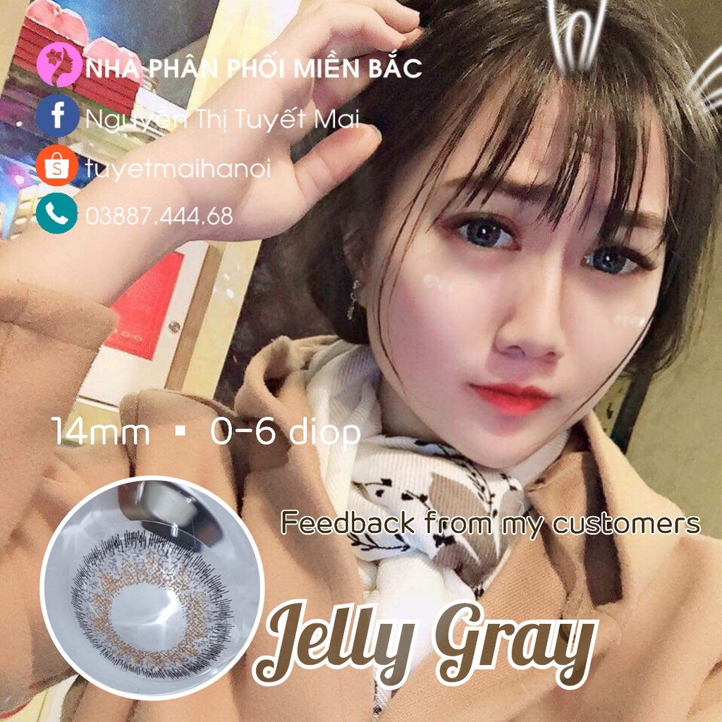 Lens Xám Tây Jelly Gray 14mm 0 Độ - Kính Áp Tròng Hàn Quốc Chính Hãng Vassen Sexy Me