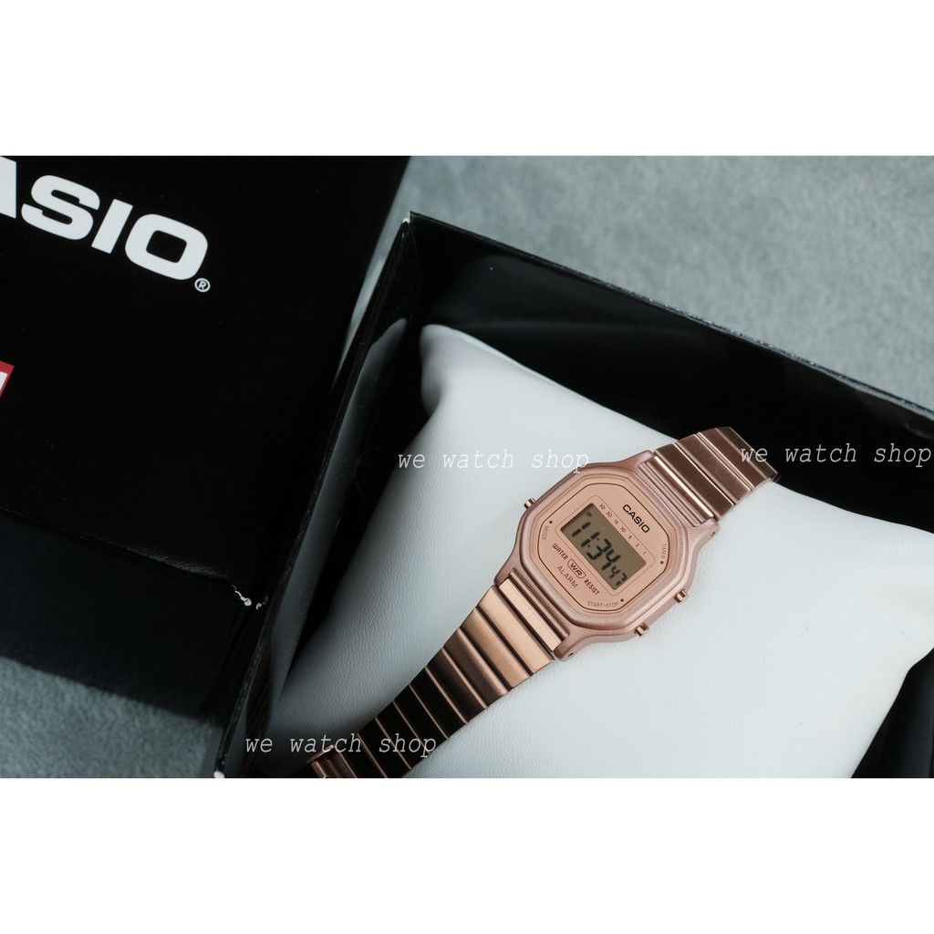 Đồng hồ nữ chính hãng Casio Standard LA-11WR-5ADF mặt điện tử cổ điển dành cho nữ dây kim loại mạ vàng hồng