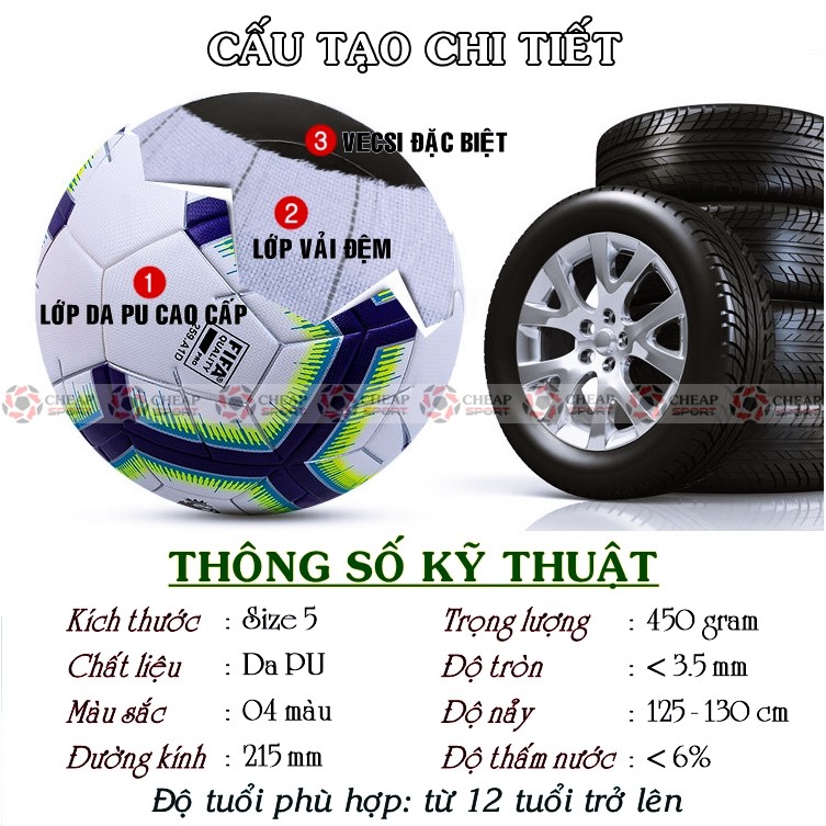 Quả Bóng Đá Laliga, Ngoại Hạng Anh Mùa Giải 2018 Size 5 Da PU Tiêu Chuẩn Thi Đấu (Bóng khâu cao cấp)