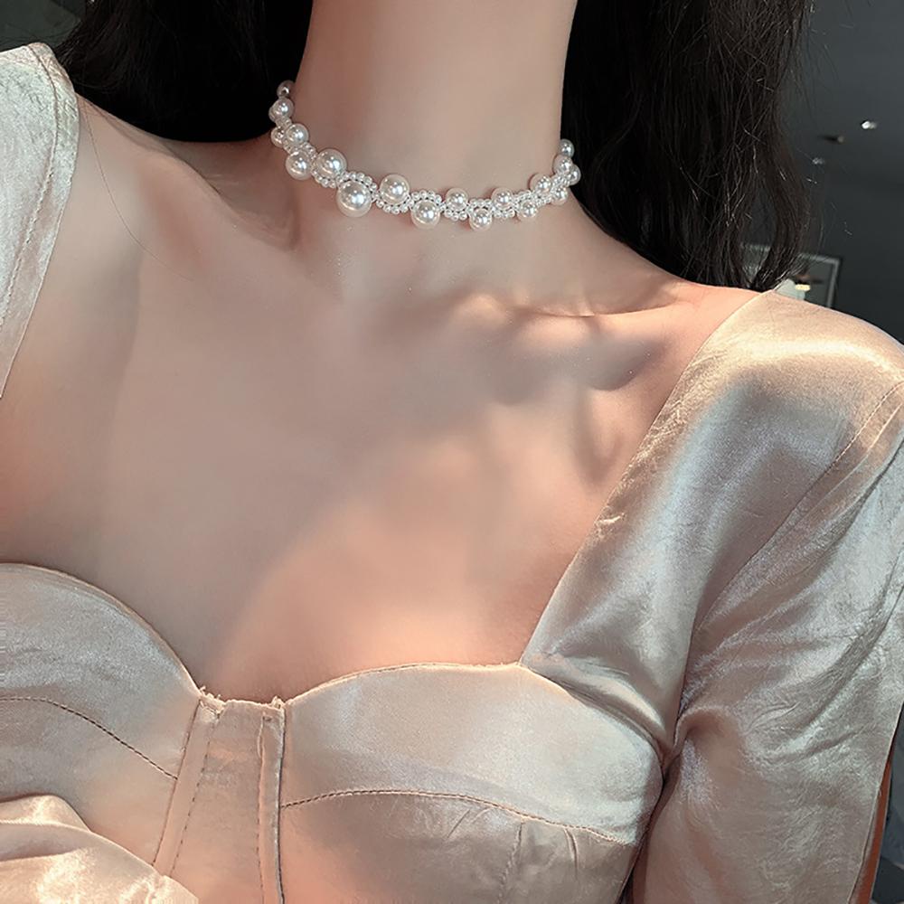 Vòng Cổ Choker Nhiều Lớp Đính Ngọc Trai Phong Cách Hàn Quốc Thời Trang Cho Nữ