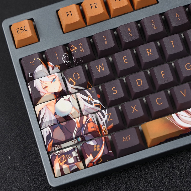 Kiana Kaslana Theme Keycaps Honkai Impact 3 Cherry Profile PBT Dye-Thăng hoa Bàn phím cơ Keycaps Hai chiều Royal Sister Cá nhân hóa Keycaps 108 phím