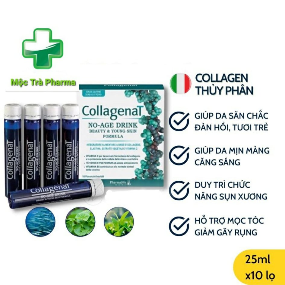 [CHÍNH HÃNG] CollagenaT - collagen thủy phân từ đại dương giúp trẻ hóa da và đẹp da nhập khẩu Ý 10 ống x 25ml