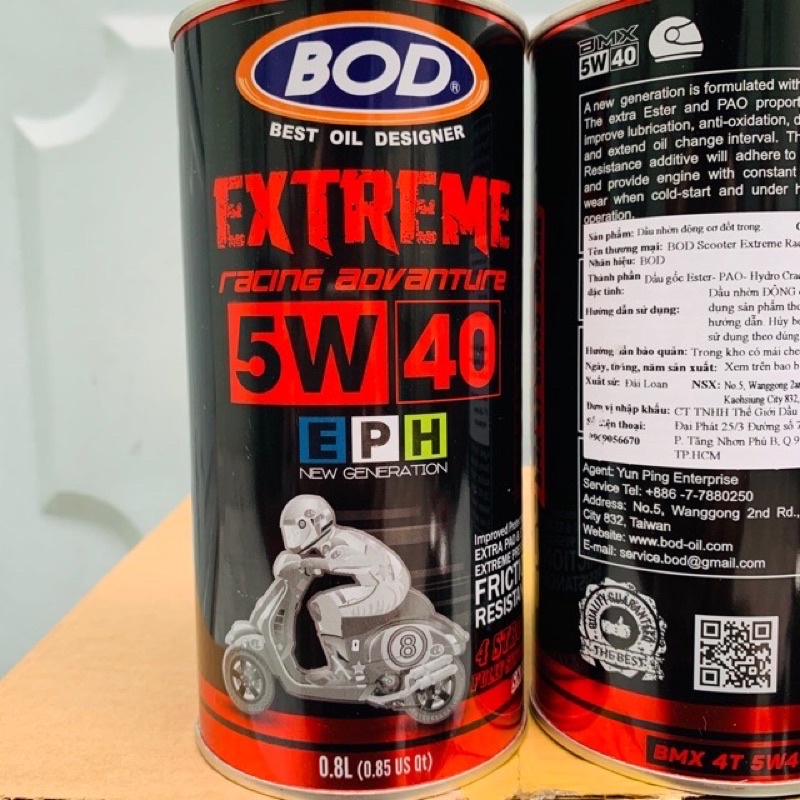 nhớt cao cấp xe tay ga bod extreme 5w-40