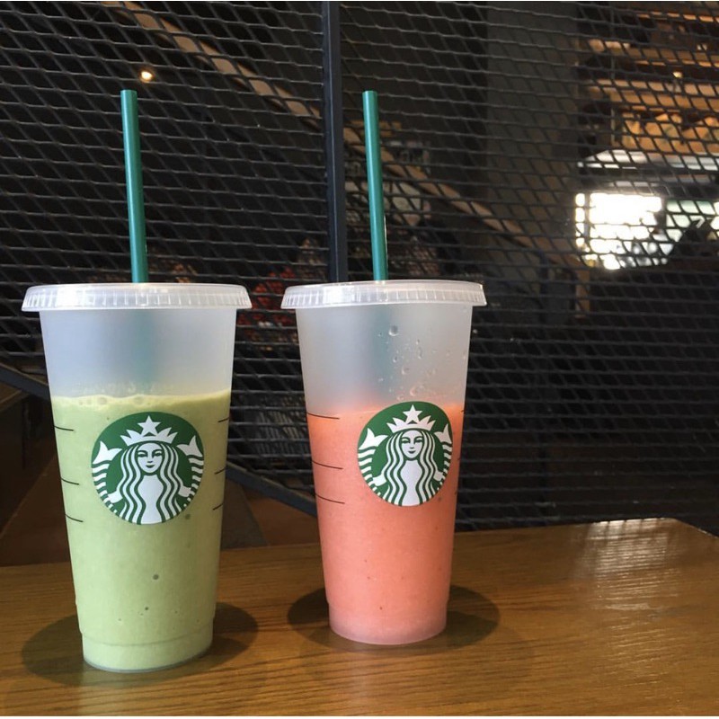 Cốc Starbucks bằng nhựa trong suốt kèm nắp đậy có thể tái sử dụng 473/740ml 24oz