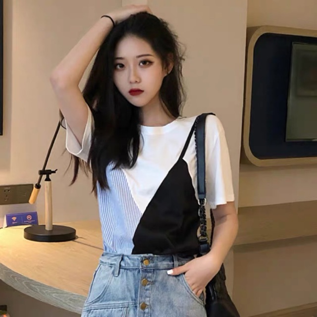 Áo phông mix áo 2 dây