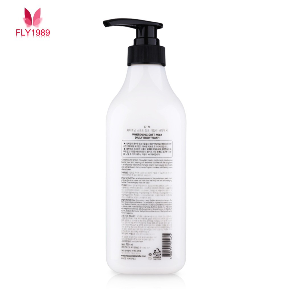 Sữa Tắm Trắng Da, Dưỡng Ẩm Hàn Quốc Whitening Soft Milk 750ml