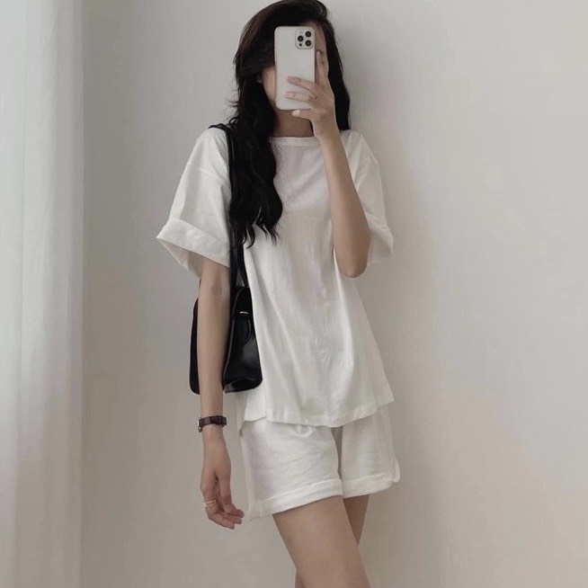Set Đồ Nữ TABI Áo Thun Tay Lỡ & Quần Short Basic Dưới 75kg