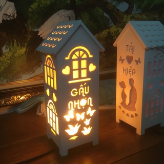 Đèn ngủ handmade, khắc chữ theo yêu cầu