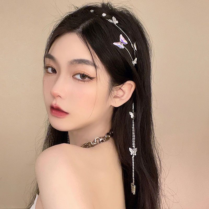 Băng Đô Cài Tóc Hình Bướm Đính Đá Pha Lê Lấp Lánh Thời Trang Cao Cấp