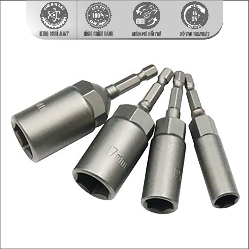 Đầu chụp BuLong 80mm chân lục giác cho khoan pin và khoan điện sâu lòng - Đủ kích thước