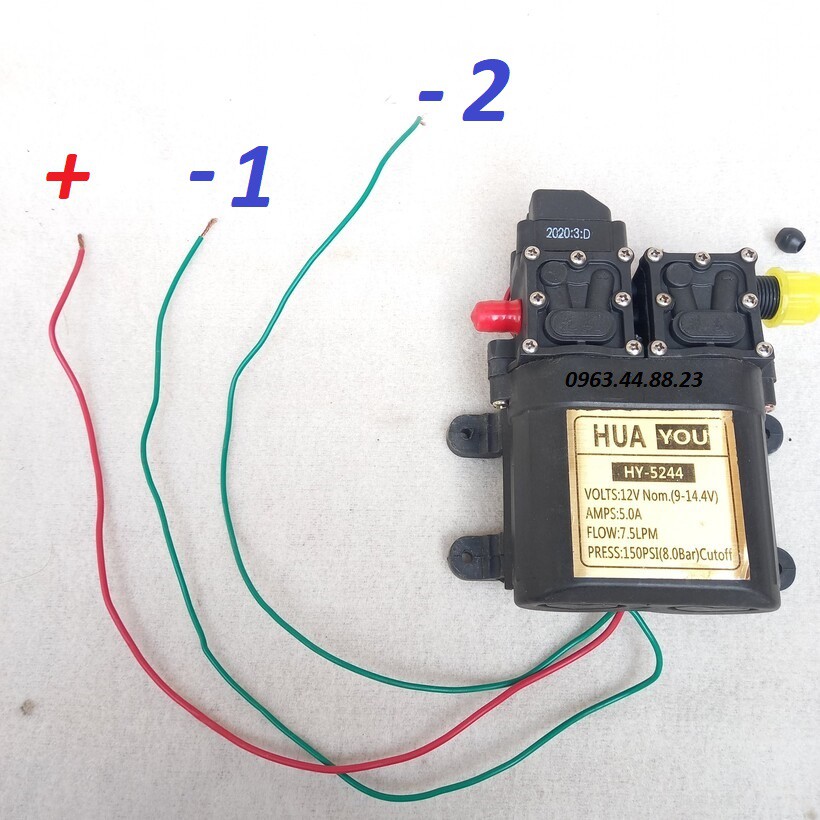 bơm phun sương - bơm tăng áp mini (máy bơm nước 12v-đôi + 2 chuyển ống 8)