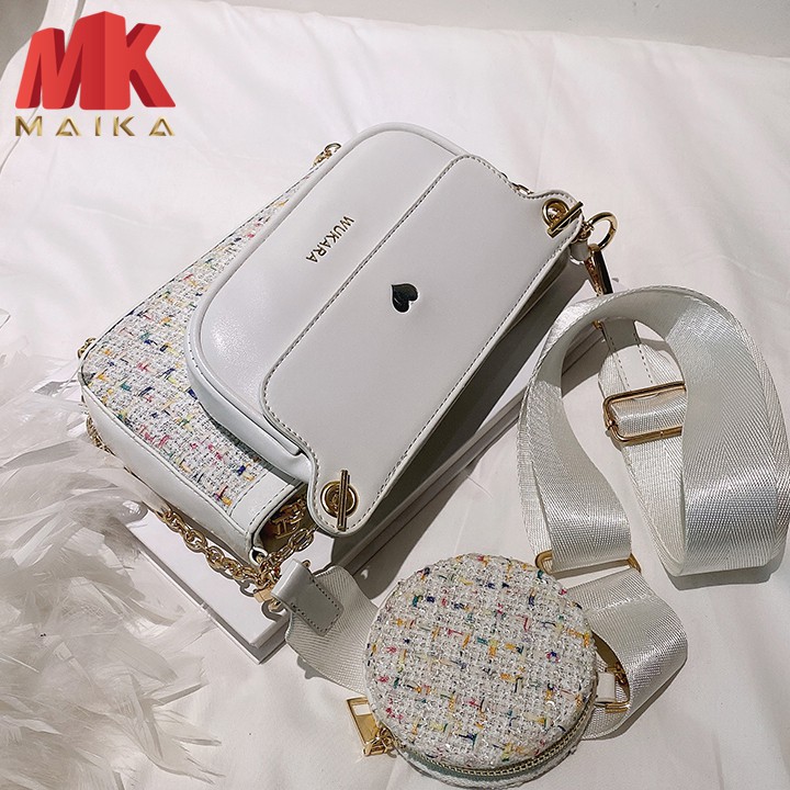 Túi xách nữ đeo chéo MK MAIKA G1005 TRẮNG thời trang, Túi đeo vai đa năng, Túi đựng điện phụ kiên tiện lợi