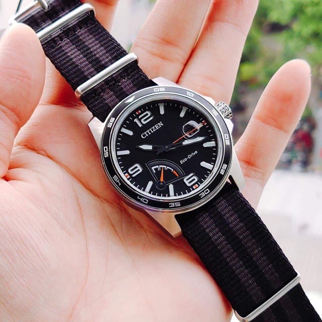Đồng hồ nam CITIZEN PRT Black Dial Striped Nylon Men's Watch AW7030-06E 42MM